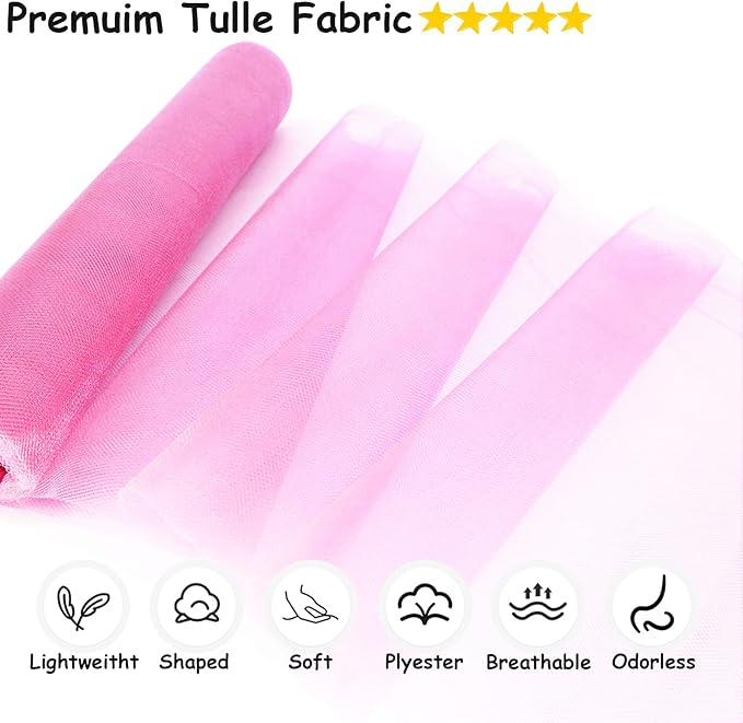 Pink Tulle Fabric Roll, 54 Inch by 10 Yards - Image 2