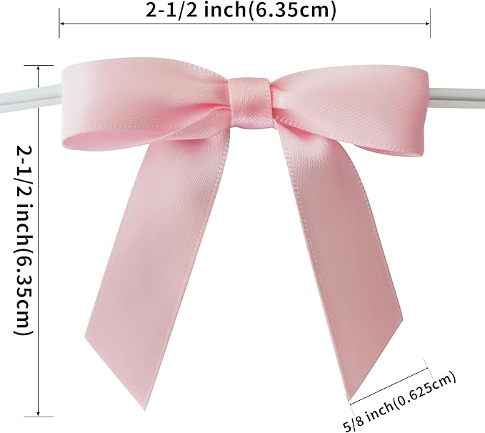 50pcs 2.5" Light Pink Polyester Satin Ribbon Bows - Image 3