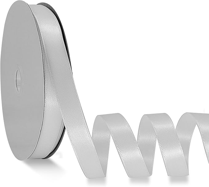 White Satin Ribbon Double Faced Satin 1/2 inch x 55 Yards Polyester Ribbon by OZXCHIXU
