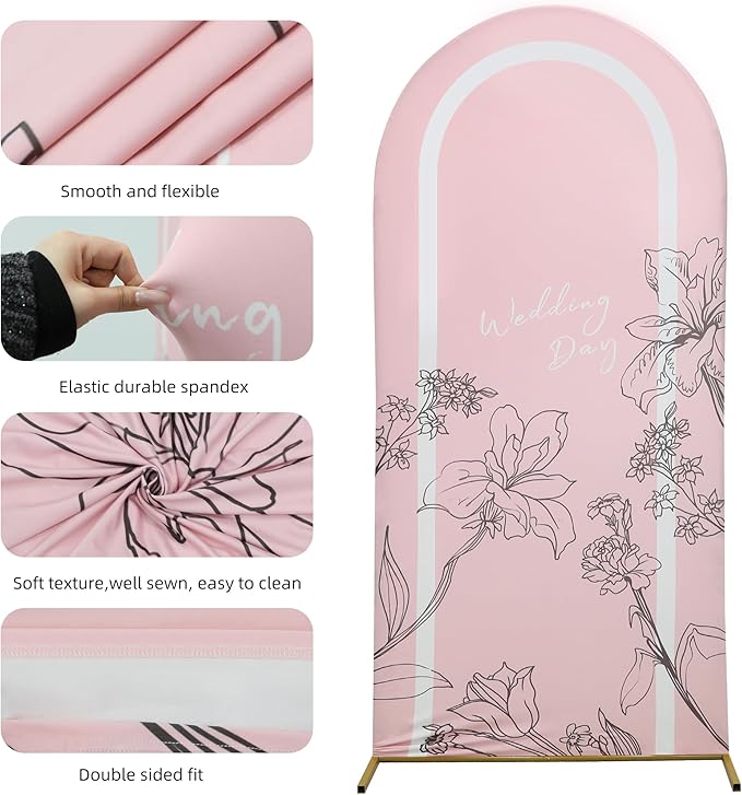 Wedding Arch Cover 6.6FT Spandex Arch Backdrop Cover Stretchy Backdrop - Image 5