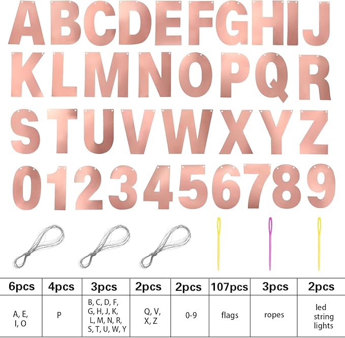 TaoBary 112 Pcs DIY Letter Kit Glitter Customizable Banner Letters Include 107 - Image 2