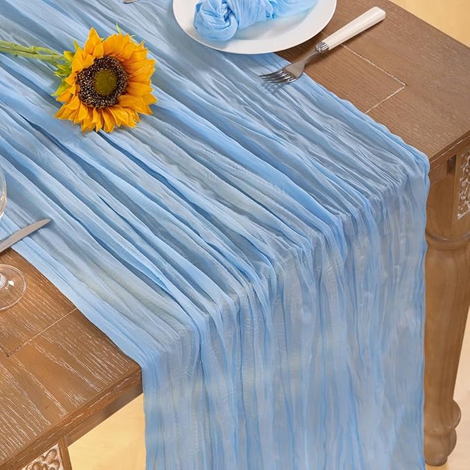 Baby Blue Cheesecloth Table Runner 12 Pack Fall Table Runners Boho Gauze 120 - Image 5