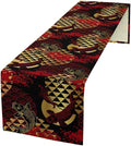 Japanese Table Runner Oriental Tradition Kio Fish Red Art Printed Burlap Runner by YSWOW