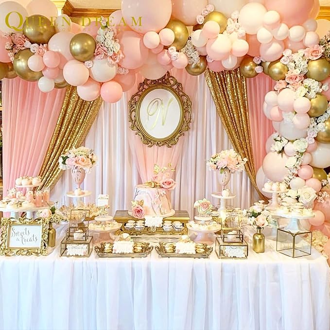 Gold Sequin Backdrop Curtains 2 Panels 2FTx8FT Glitter Gold Photo Backdrop - Image 2