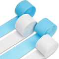PartyWoo White and Blue Crepe Paper Streamers 4pcs 328ft Pack of Light Blue by PartyWoo