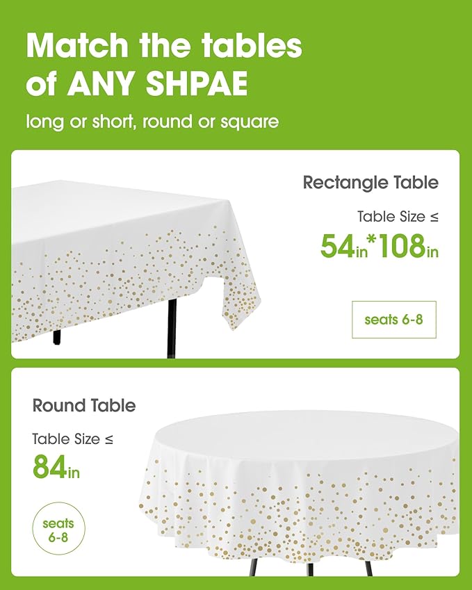 Pureegg Plastic Table Cloth Disposable 10 Pack, 54 x 108 Inch Table Cloths - Image 2