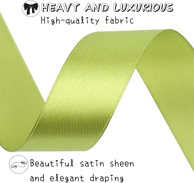 Light Green Solid Satin Ribbon 1 Inch 50 Yards Solid Polyester Fabric Ribbon - Image 3
