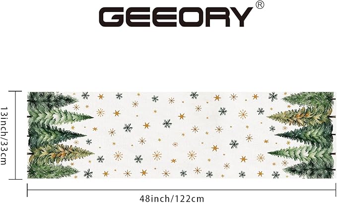 GEEORY Christmas Table Runner 13x48 Inch, Xmas Tees Snowflakes Holiday - Image 7