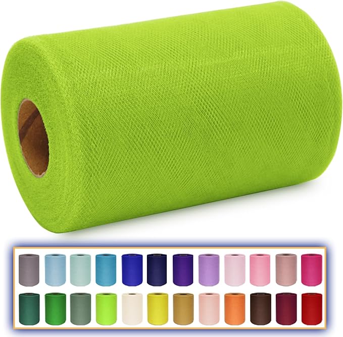 Lime Green Tulle Fabric Roll 6 Inch X 300 FT Matte Tulle Ribbon Netting Mesh by MIGLORIA
