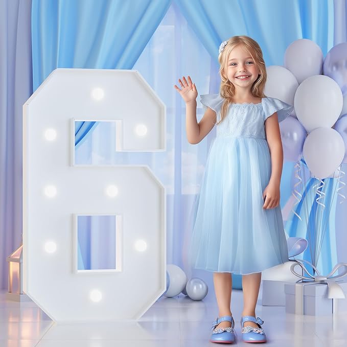 3FT Marquee Numbers 6 for 6th, 60th Birthday Party Decorations, Large Light Up by Tongjoy