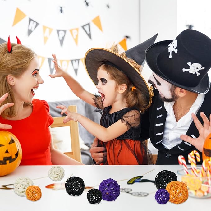 Halloween vase filler decor-36Pack&Halloween Thanksgiving Day Rattan Balls - Image 5