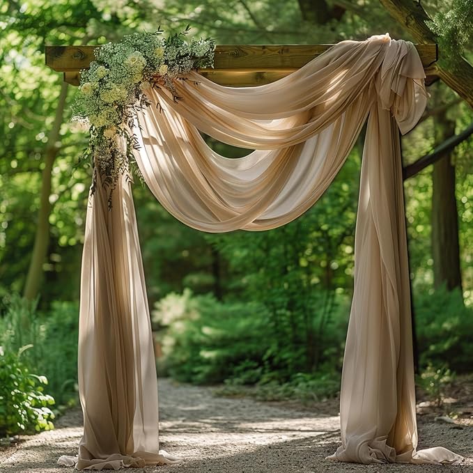 Wokceer Wedding Arch Draping Fabric Nude 28.7" x 20FT Sheer Drapes Backdrop - Image 3