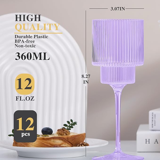 Plastic Goblets Wine Glasses - 12Oz Acrylic Wine Glasses Origami Unbreakable - Image 2