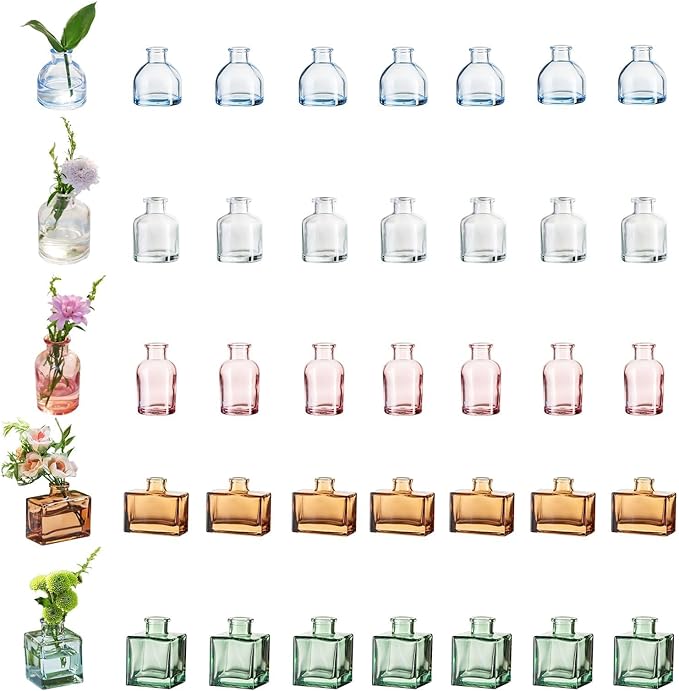 Glasseam Mini Bud Vases in Bulk 40: Colored Small Flower Vases by Glasseam