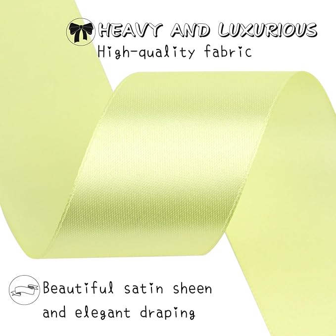 Cream Solid Satin Ribbon 1-1/2 Inch 50 Yards Solid Polyester Fabric Ribbon - Image 3