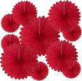 20 Pcs Red Hanging Paper Fan, Round Paper Fans Decorations Set by Tisspoms