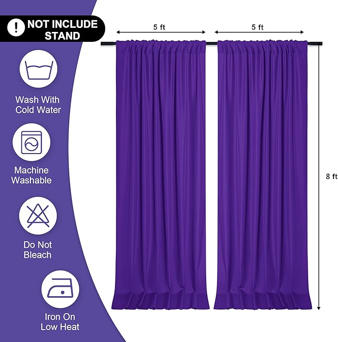 DWCN 10x8 FT Purple Backdrop Curtains - Image 2