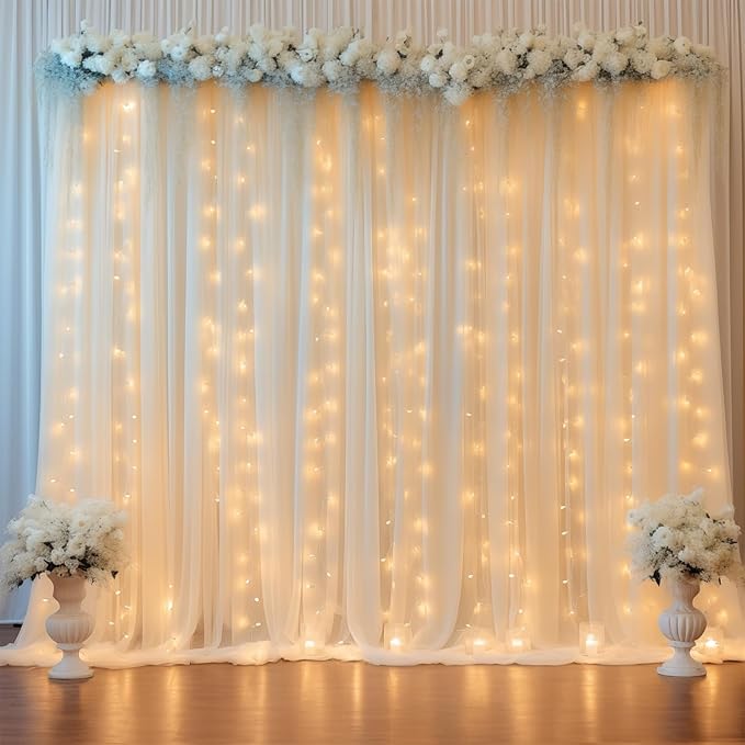 10ft x 7ft Champagne Chiffon Backdrop Curtain - Image 5