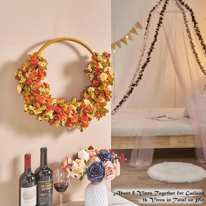 8 Pcs x 8.2 ft Flower Garland Artificial Rose Vine Flowers - Image 4