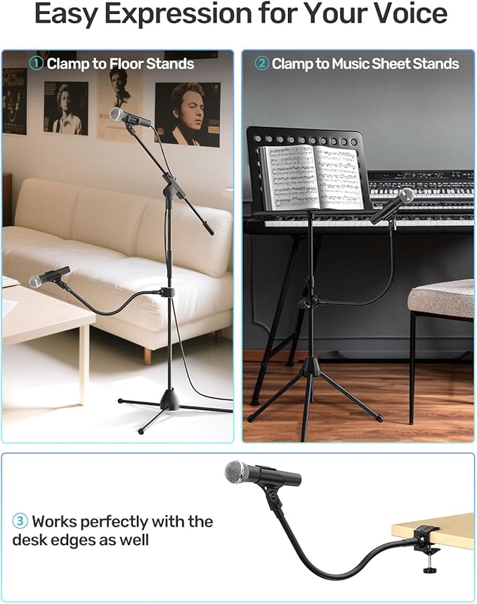 19-inch Gooseneck Microphone Holder Stand, Flexible Mic Arm - Image 2