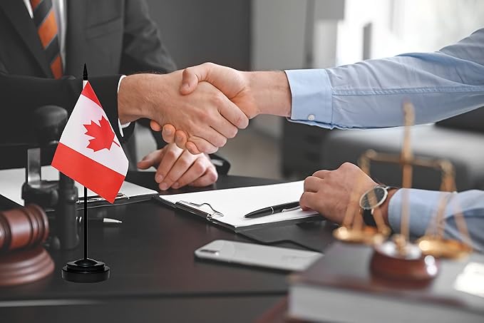 Canada Canadian Deluxe Desk Flag Set Small Mini Miniature CA Canadian Table - Image 5