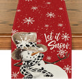 Artoid Mode Red Snowman Snowflake Let it Snow Winter Table Runner, Seasonal by ArtoidMode