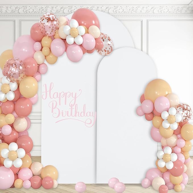 WEERRW White Arch Backdrop Cover Set of 2 Spandex Fitted Round Top Chiara by WEERRW