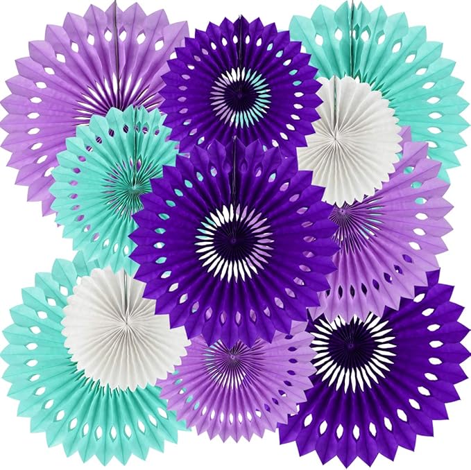 BEISHIDA Purple Lavender Blue Hanging Honeycomb Round Paper Fans Decoration Kit by Beishida