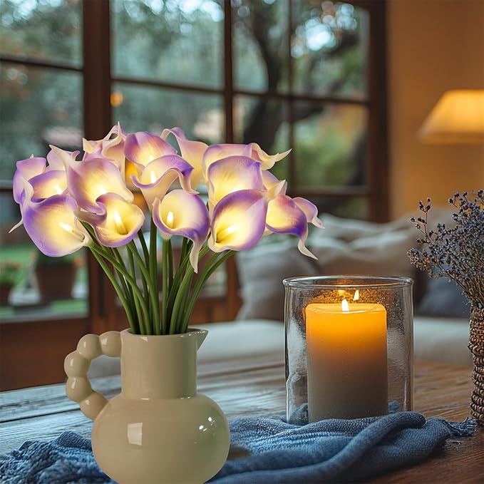 20pcs Artificial Calla Lily Bouquet Lamp Faux Floarl Night Light Real Touch - Image 4