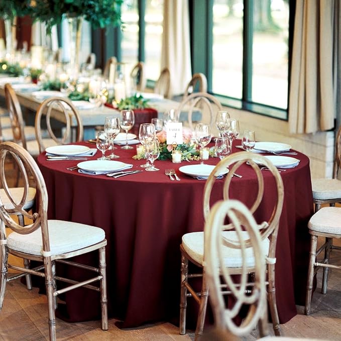 10 Pack Burgundy Round Tablecloths - Image 7