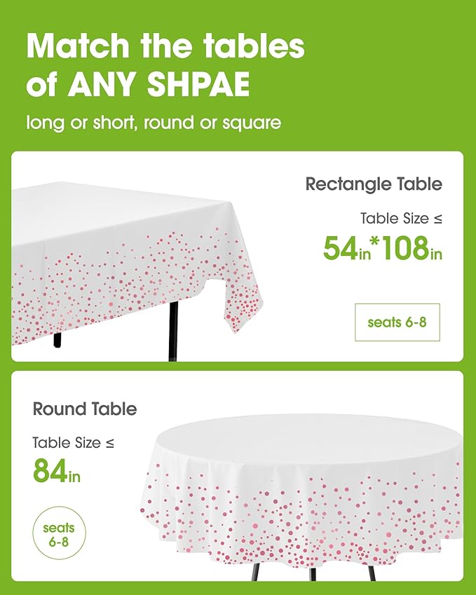 Pureegg Plastic Table Cloth Disposable 10 Pack, 54 x 108 Inch Table Cloths - Image 2