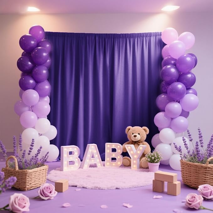 Sugargirl 10x10FT Purple Backdrop Curtains Polyester Photo Backdrop Drapes - Image 2