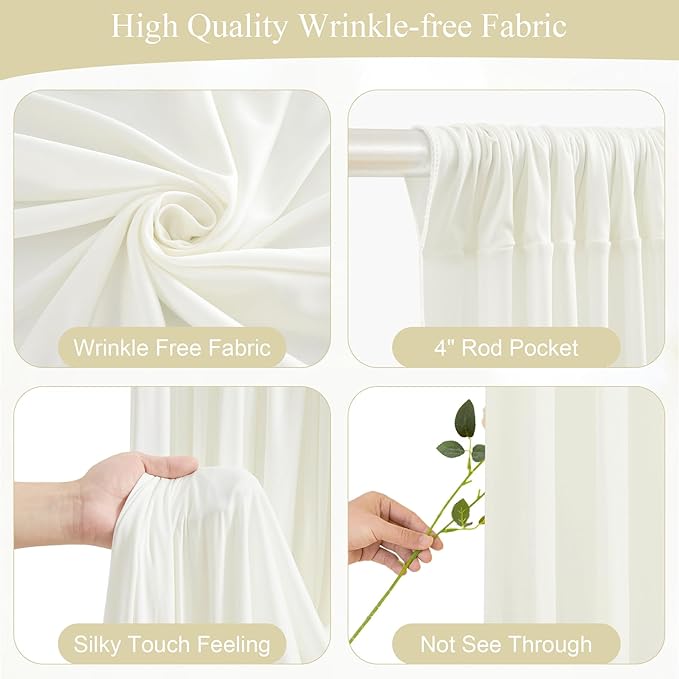 Ivory Backdrop Curtains with Lights - Image 2
