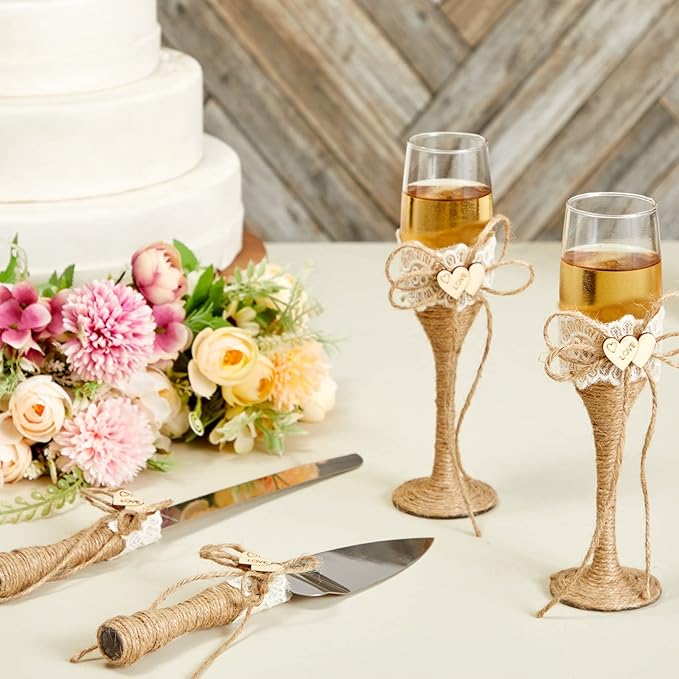 Juvale Wedding Decor Rustic Cake Knife & Server Set - Image 3