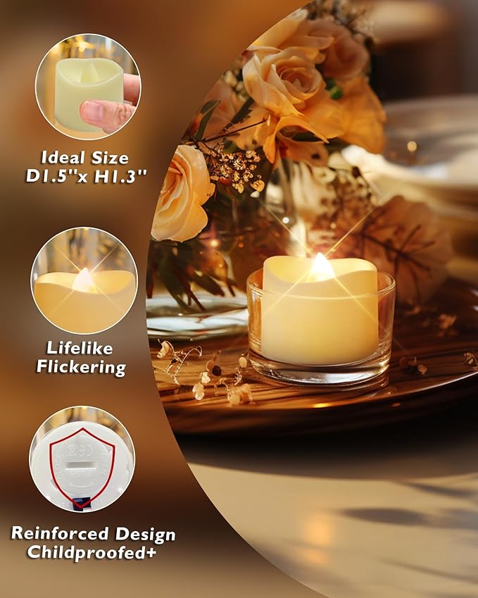 Homemory 12-Pack Flameless LED Tea Lights Candles Battery Operated, 200+Hour - Image 5