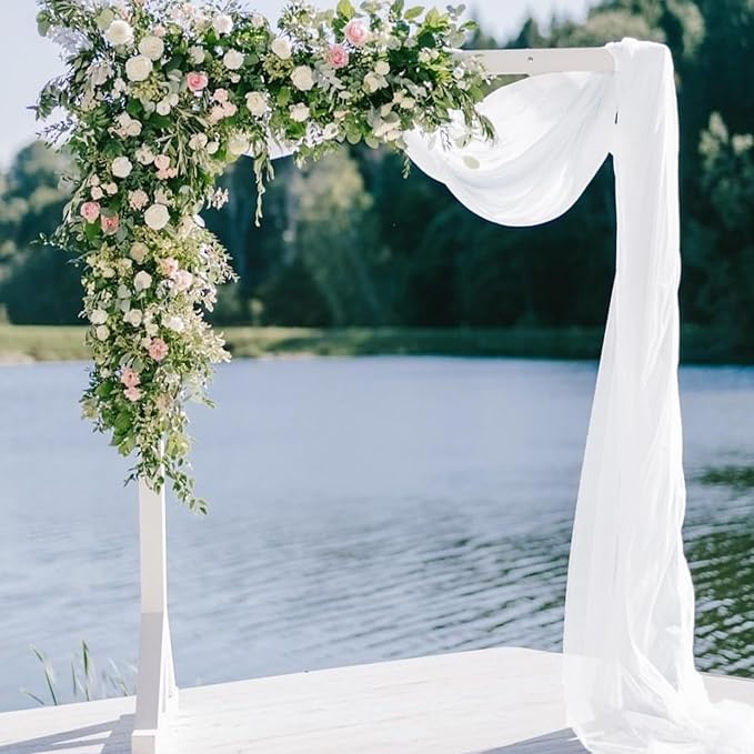 VOK White Wedding Arch Draping Fabric Chiffon Fabric, 29in x 18Ft Sheer Chiffon - Image 7