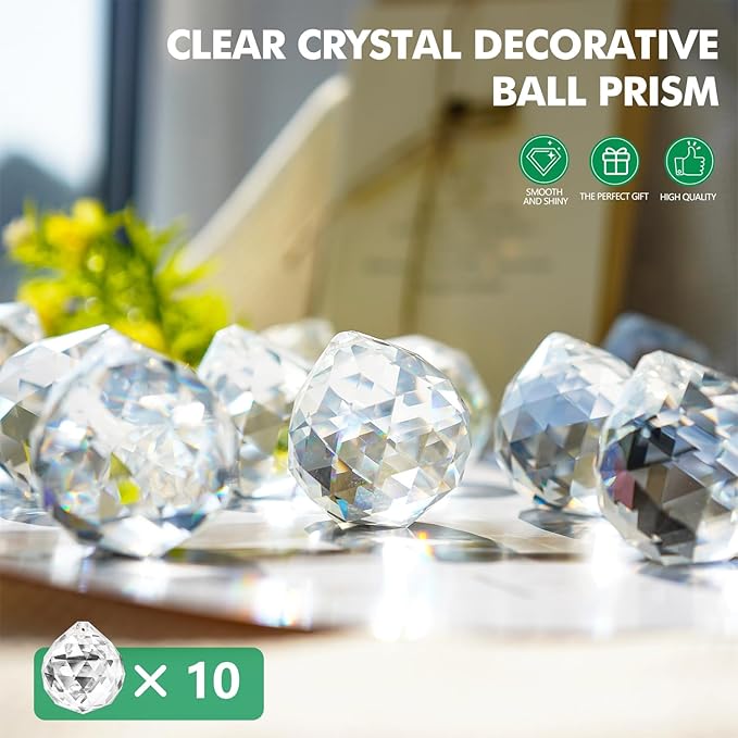 10pcs Crystal Ball Prism Sun Catcher Rainbow Maker Pendants 40mm Decorative - Image 2