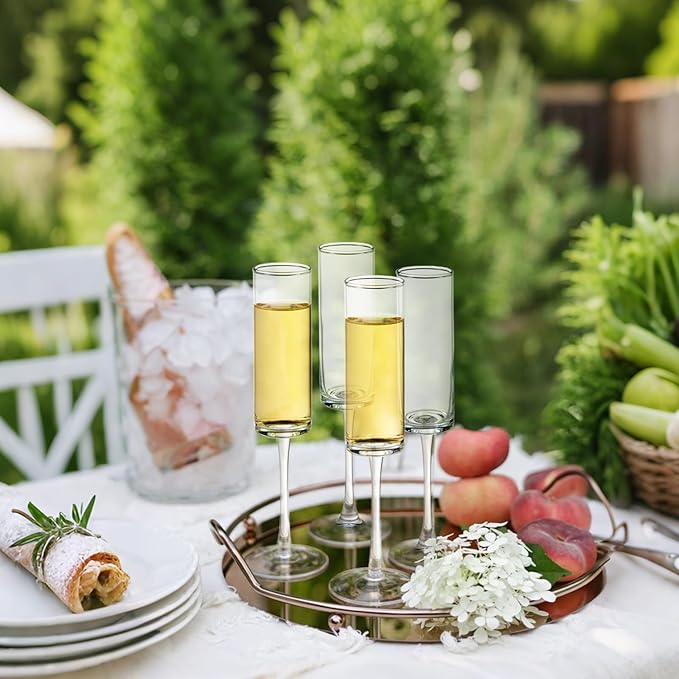 12 Pieces Clear Champagne Flutes 6 OZ Straight Sided Wine Glasses Champagne - Image 4