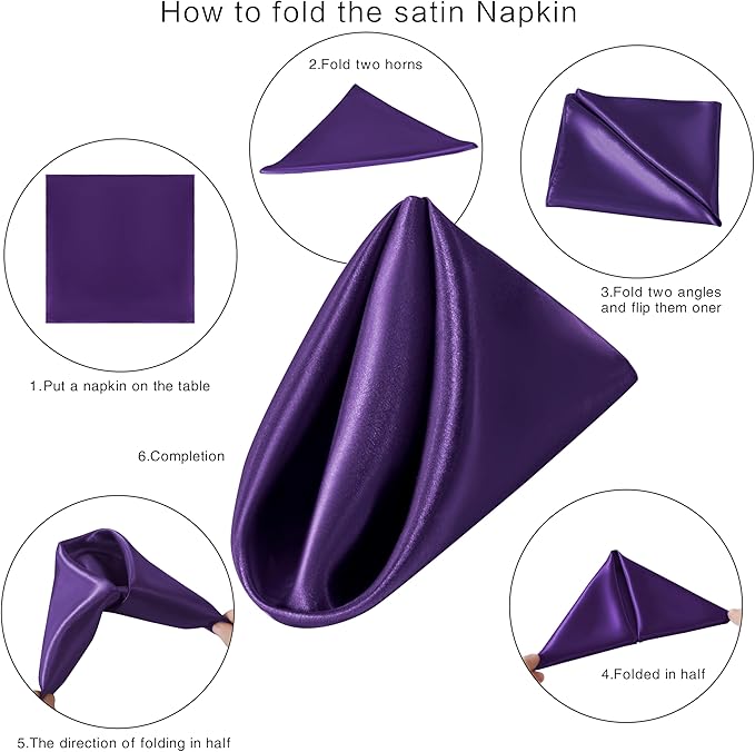 36 Pack Square Satin Dinner Napkins, 16x16 Inches Silky Soft Smooth Table Cloth - Image 7
