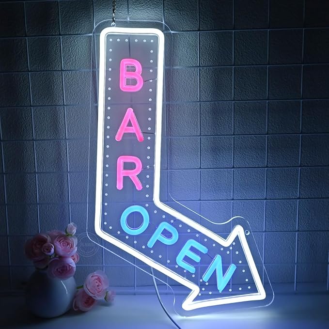 Planzo Bar Open Neon Signs for Business LED Light Up Open Beer Sign Wall Decor - Image 6