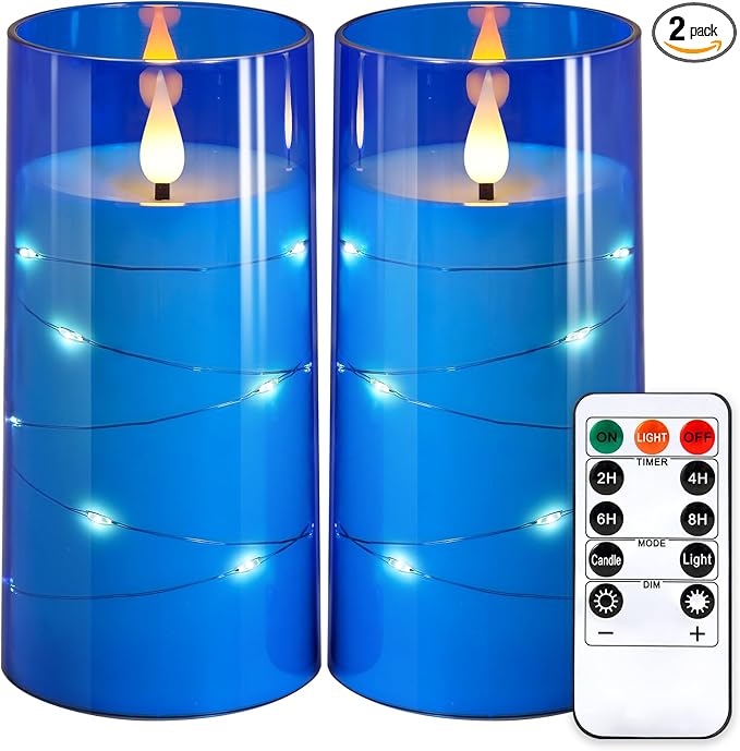 NURADA 3"x6"Flickering Flameless Candles: Built-in Star String 3D Wick Battery by NURADA