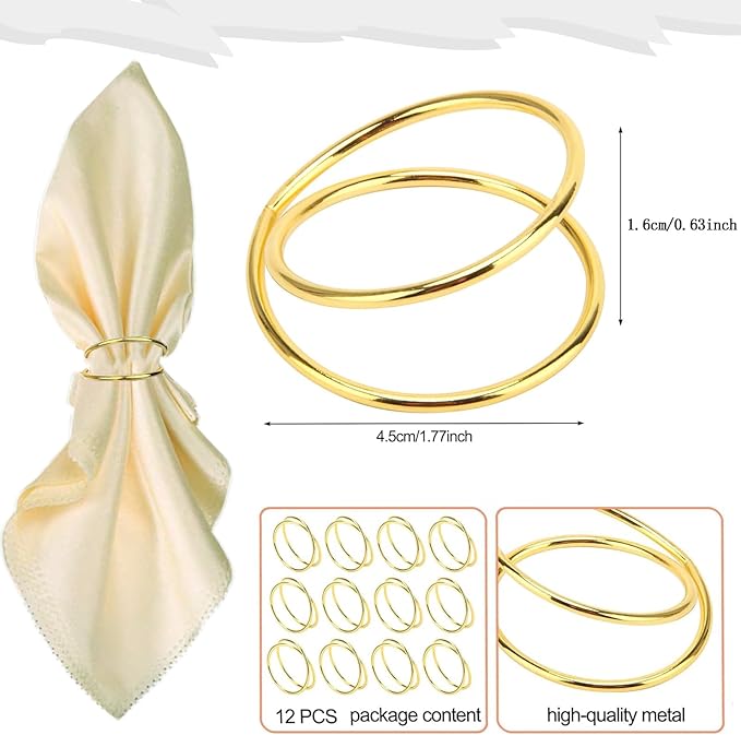 Gold Napkin Rings-12 PCS Metal Spiral Napkin Rings Napkin Holders Buckles - Image 2