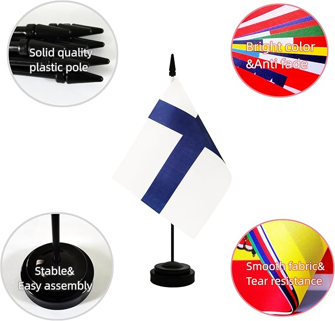 2 Pack Finland Desk Flag, Finnish Table Office Flag - Image 3