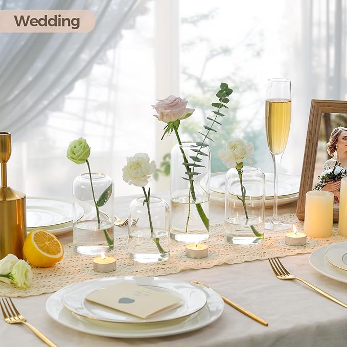 ComSaf Small Flower Vase Set of 15, Glass Bud Vases in Bulk, Decor Centerpiece - Image 3