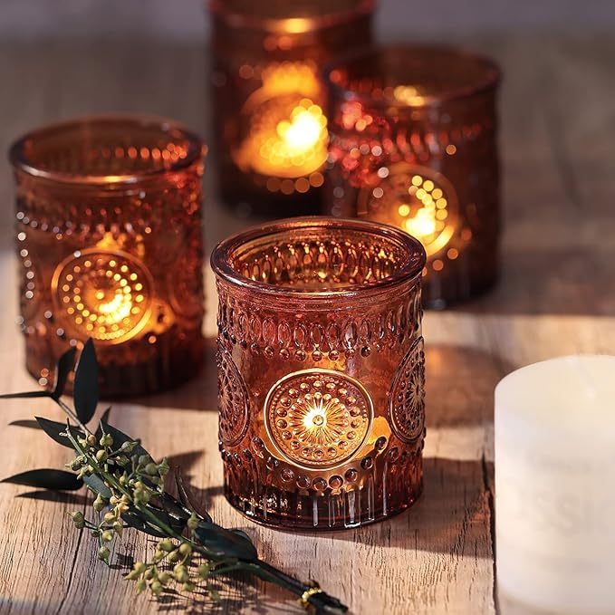 DARJEN Amber Votive Candle Holders Set of 36- Glass Candle Holders Bulk - Image 3