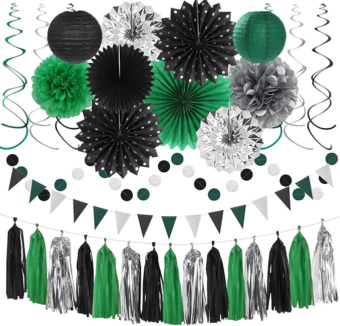 Black Green Silver Football Party-Decorations by Hugtmr