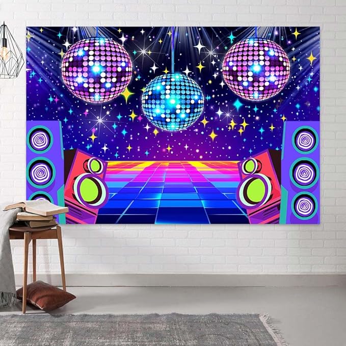 Disco Backdrop 7 x 5 ft Retro Glow Party 70s 80s 90s Theme Stage Dance - Image 3