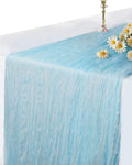 Blue Cheesecloth Table Runner 120 Inch, Light Blue Boho Gauze 10 FT, Rustic by YAYOYAPhotography