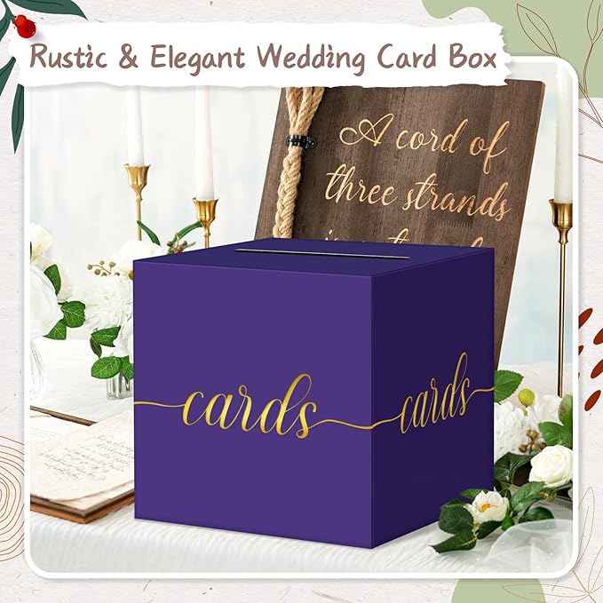 QIKSION Purple Graduation Card Box, Wedding Reception, Baby Shower - Image 2