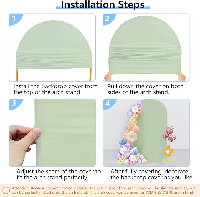 HEMMOTOP Green Arch Cover, 7.2 ft Spandex Wedding Balloon Arch Covers Stretchy - Image 6